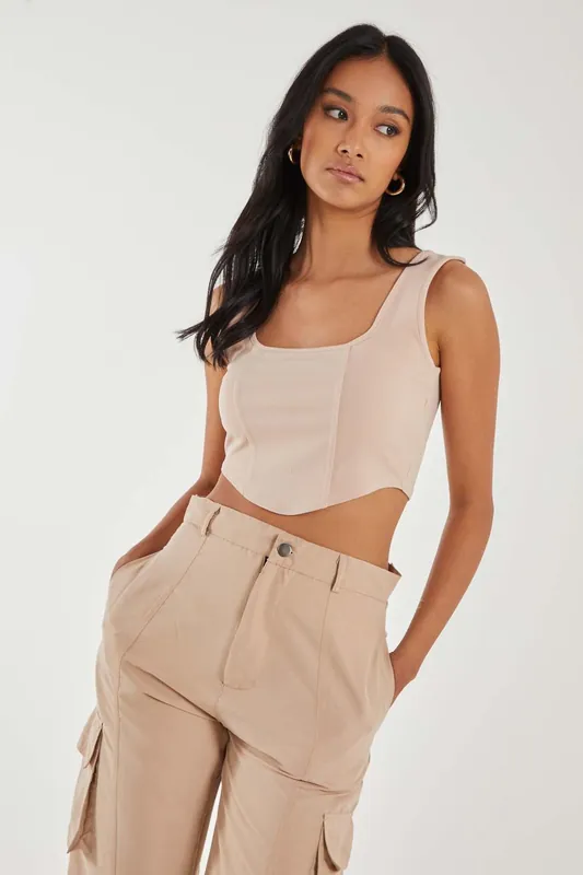 Corset Vest Top - Pink Vanilla