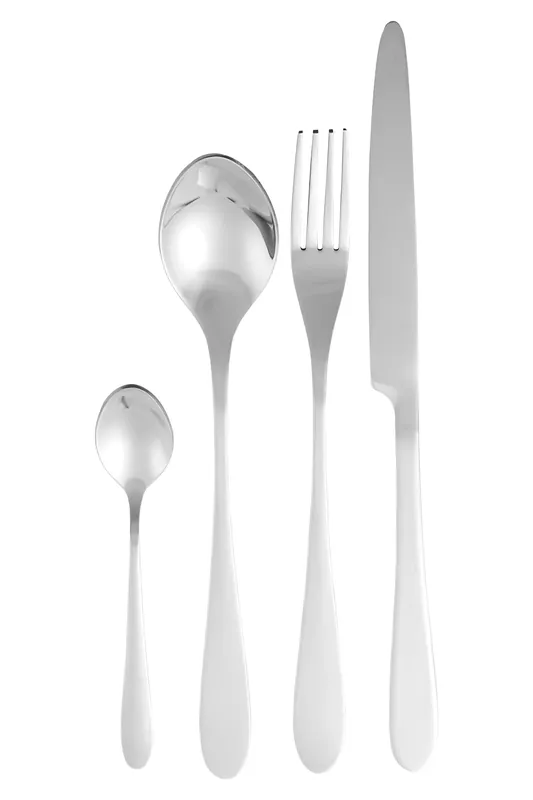 16Pc Cutlery Set, Elegant SIlver Finish Cutlery Set, Modern Stainless Steel Cutlery Set with Rounded Handles - Orsina