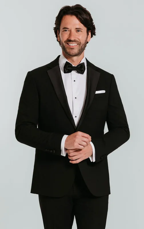 Black Slim Fit Satin Notch Lapel 2 Piece Tuxedo - Dobell