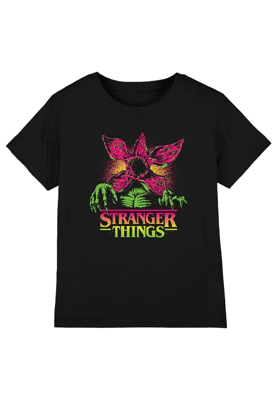 Stranger Things Neon Demogorgon Kids T-Shirt, Black