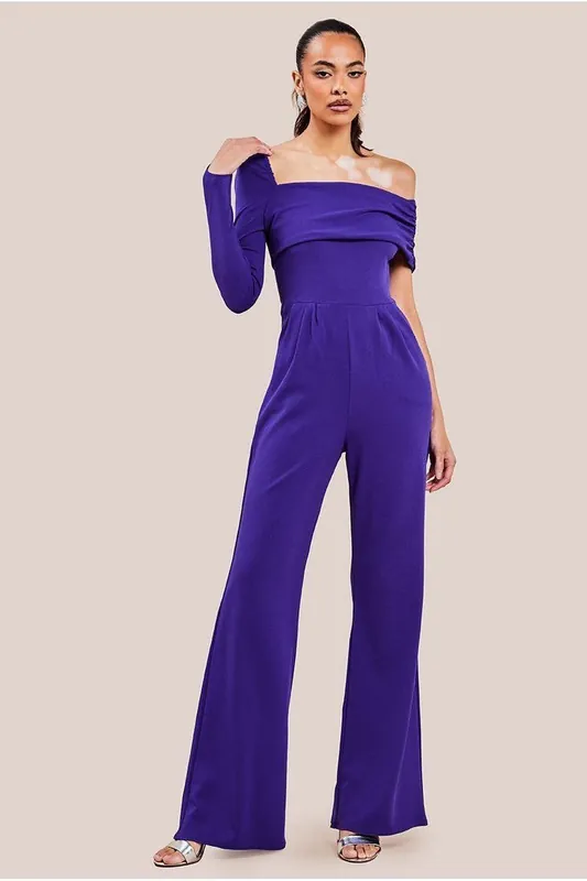 One Shoulder Scuba Jumpsuit - Goddiva