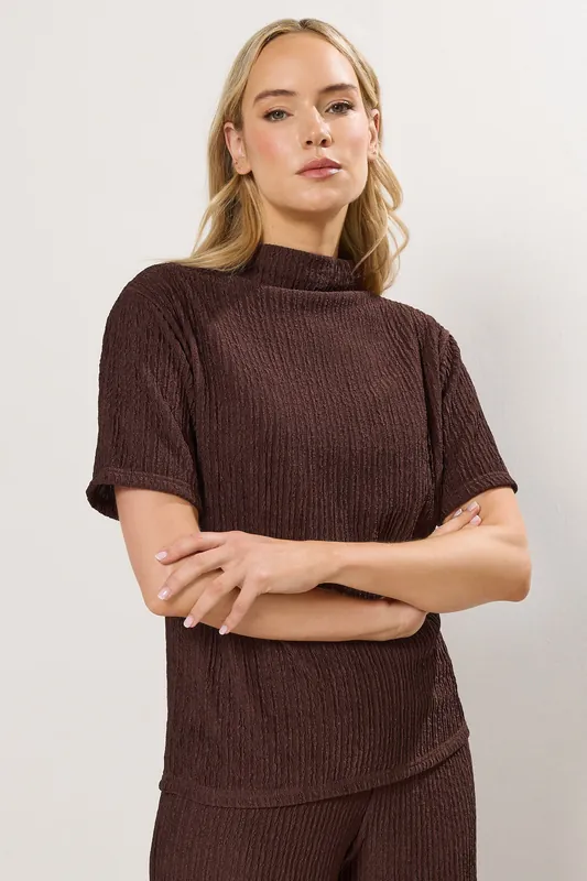Tall Textured Funnel Neck Top - Long Tall Sally
