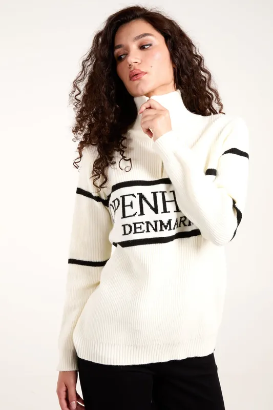 Ivory Zip Neck Logo Jumper - Blue Vanilla