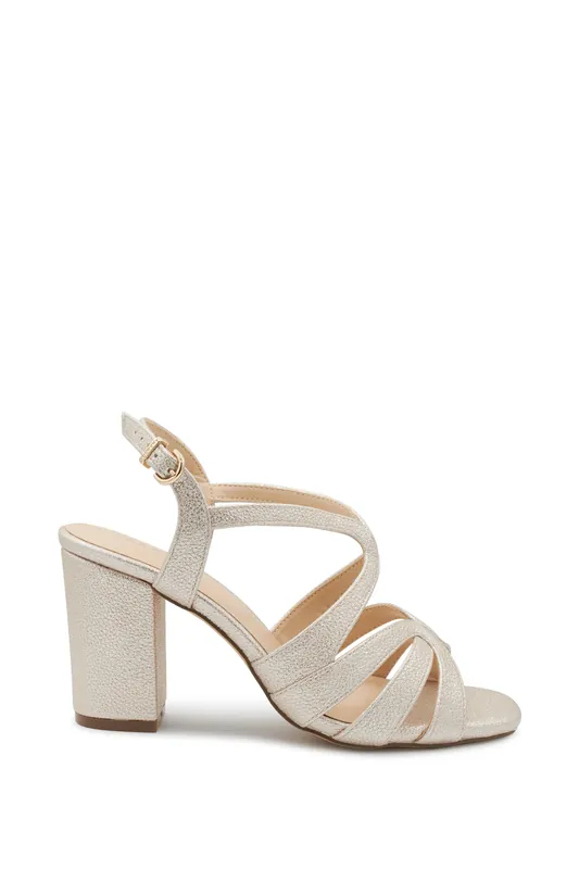 Natalia' Glitter Block Heel Sandal - Paradox London