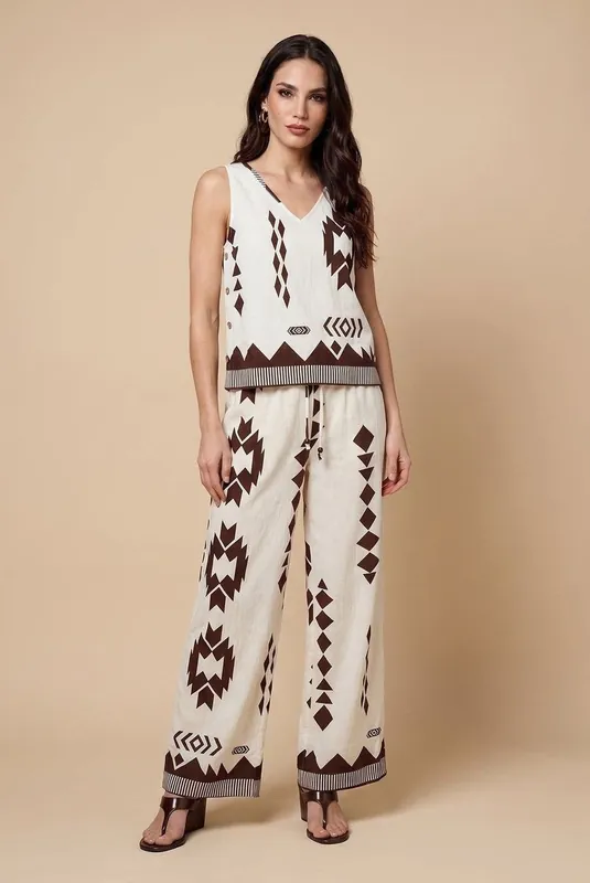 Pattern Wide Leg Trouser - Urban Bliss