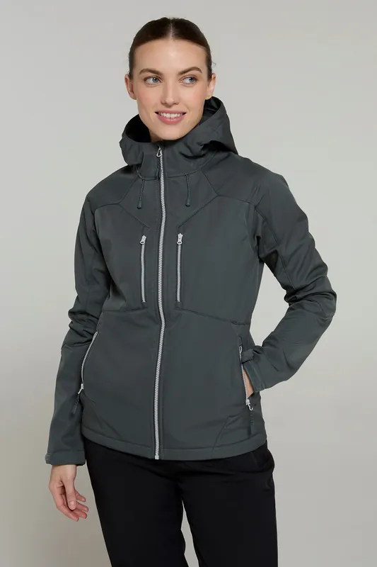 Helsinki' Water Resistant Casual Full Zip Hooded Softshell Jacket - Mountain Warehouse