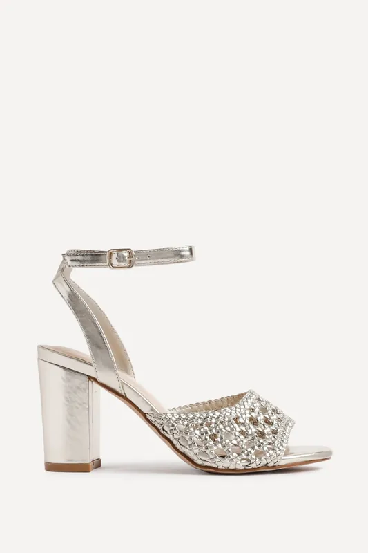 Bridget Gold Faux Leather Handwoven Heels - Linzi