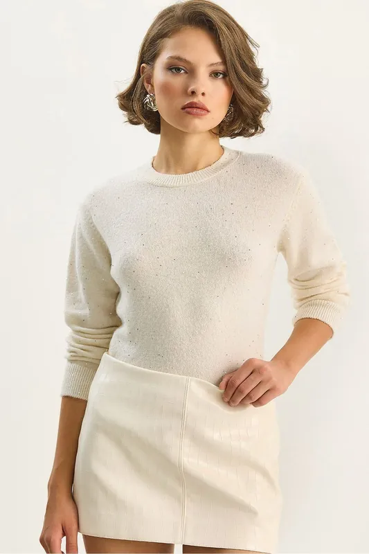 Crew Neck Knit Sweater - Bianco Lucci