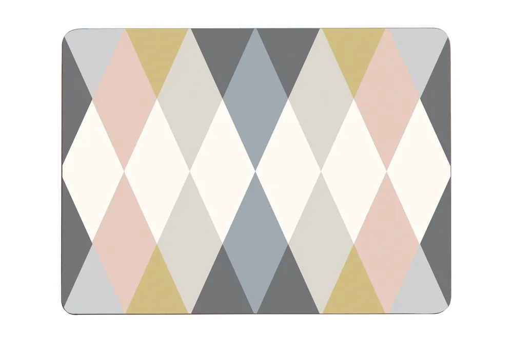 Set of Four Cork Rectangular Placemats, Durable Heat-Resistant Table Mats with Diamond Design