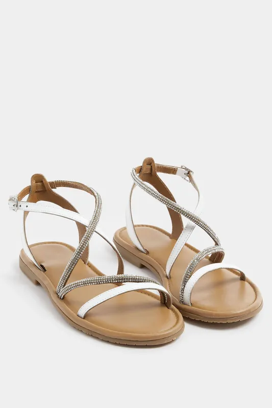 Diamante Asymmetric Strap Sandals In Wide E Fit - Yours