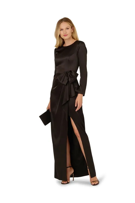 Stretch Satin Ruffle Gown - Adrianna Papell