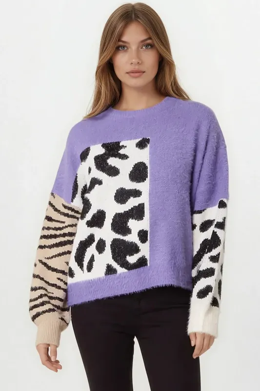 Mixed Animal Pattern Knit Jumper - Aftershock London