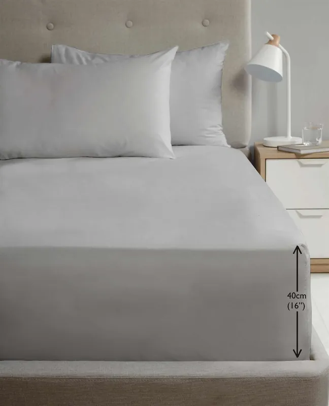 Percale Extra Deep 16" Fitted Sheet - HomeSpace Direct
