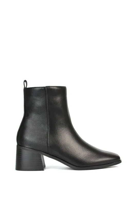 Angela' Square Toe Low Heel Ankle Booties With Block Heel - XY London