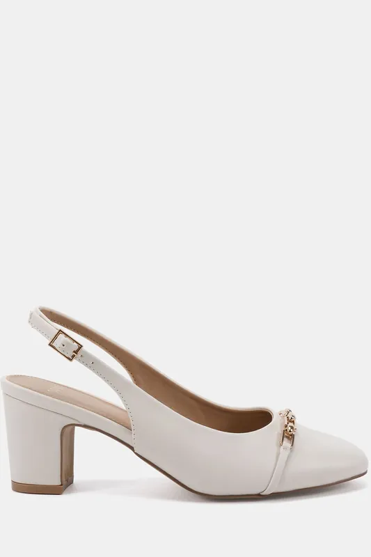 HEIDI Chain Trim Block Heel Slingback - Novo
