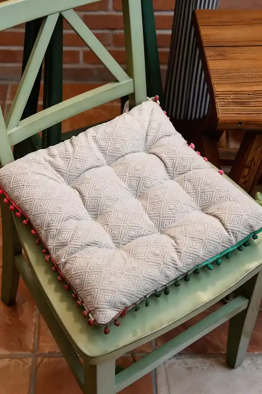 Bohemian Style Tufted Square Chair Cushion with Tassels - Living and Home