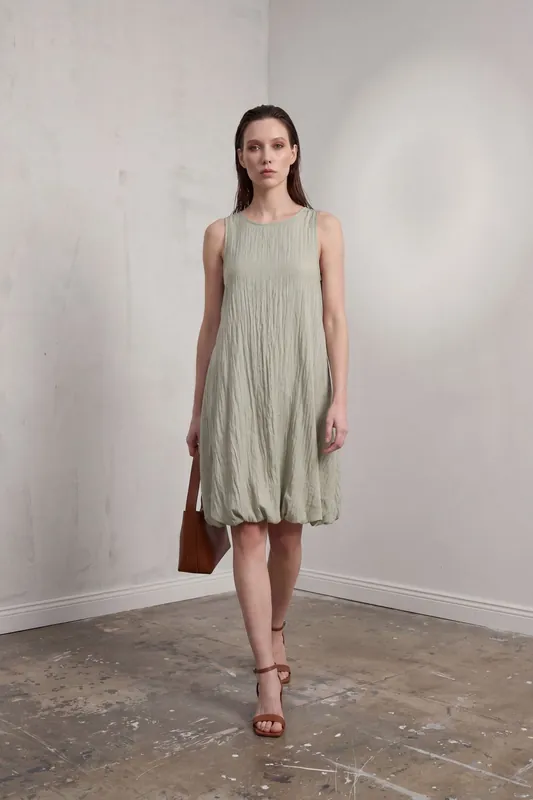 Loose Mini Dress in Textured Lyocell - MyFashion
