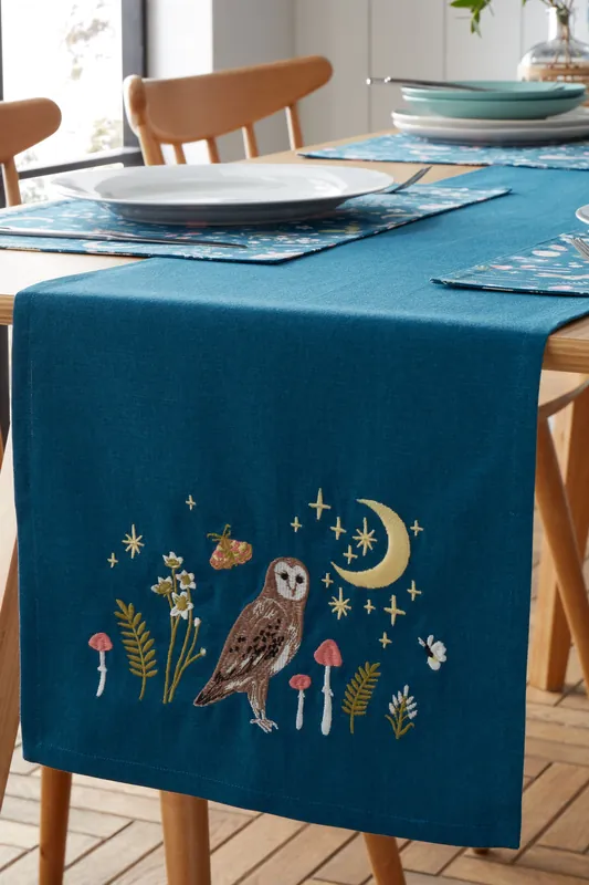 'Enchanted Twilight Animals' Cotton Dining Table Runner - Catherine Lansfield