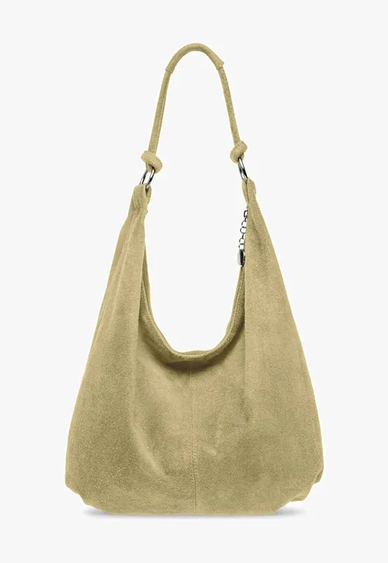 Large Slouch Italian Suede Suede Hobo Tote Shoulder Bag - Kitise
