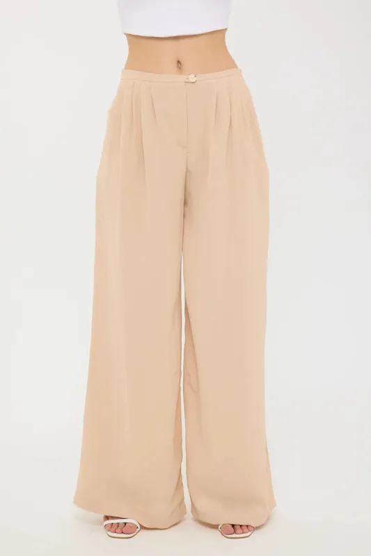 Pleated Wide-Leg Trousers with Relaxed Fit