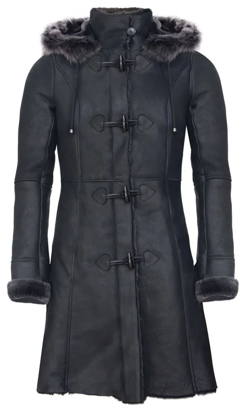 Sheepskin Hooded Duffle Coat-Ottawa
