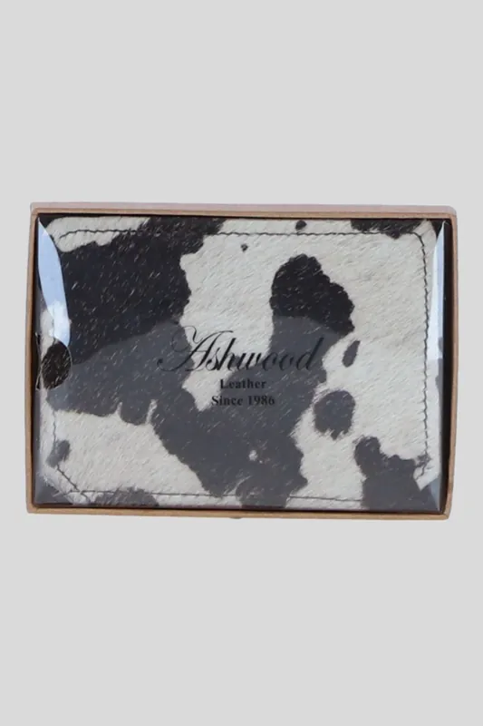 Genuine Leather Hair-on-Hide Cow Print Card Holder Wallet