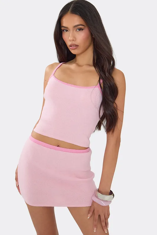Strappy Contrast Trim Knit Vest - EGO