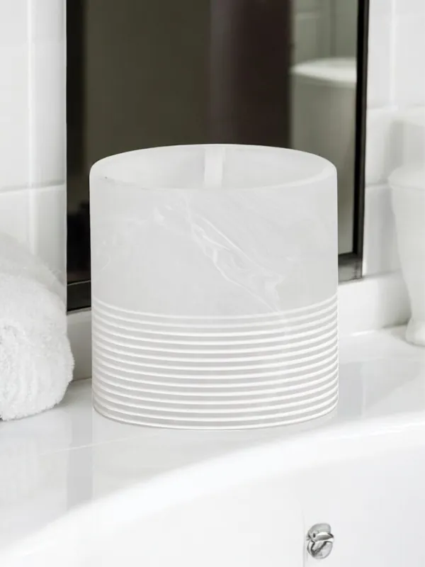 Bianco Frost Onyx White Striped Toothbrush Holder - Showerdrape