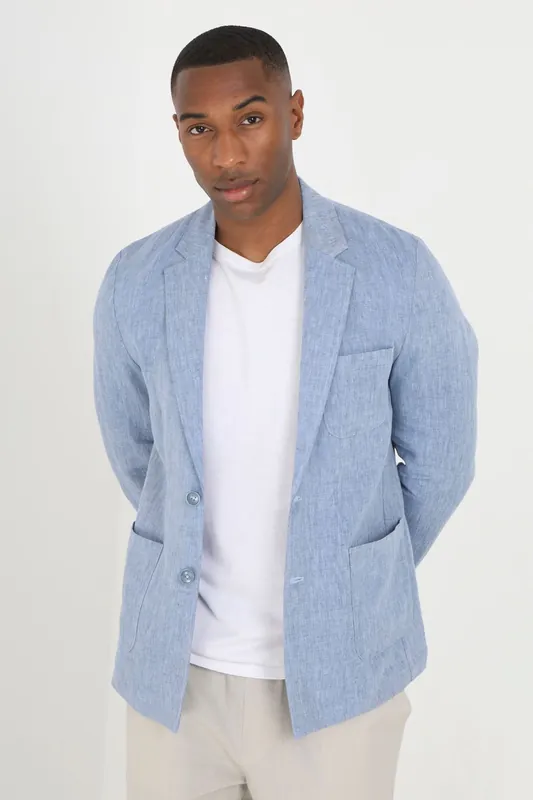 Button Through Chambray Blazer - Brave Soul