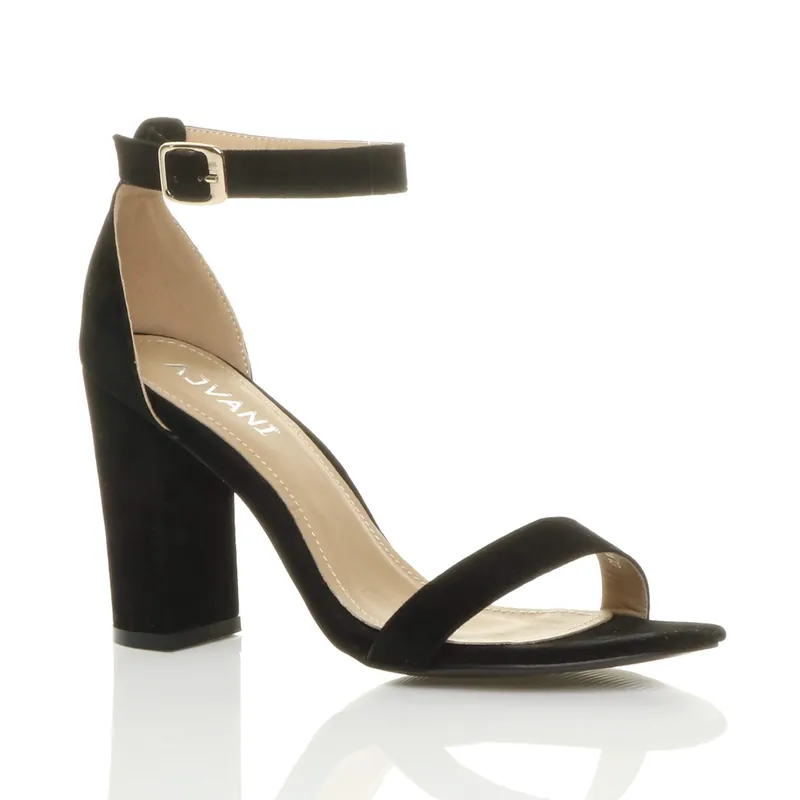 High Block Heel Ankle Strap Sandals - AJVANI
