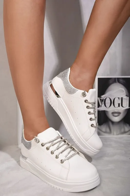 Callie Embellished Lace Platform Trainers - IKRUSH