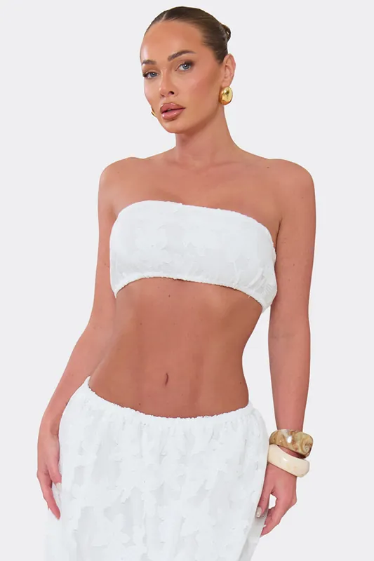 Sleeveless Tie Bandeau Textured Top - EGO