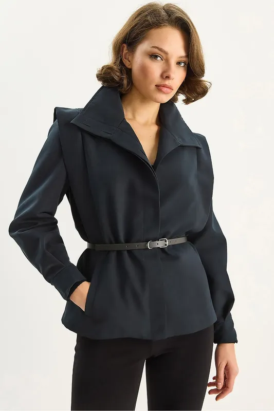 Belted Jacket with Shoulder Detailed - Bianco Lucci