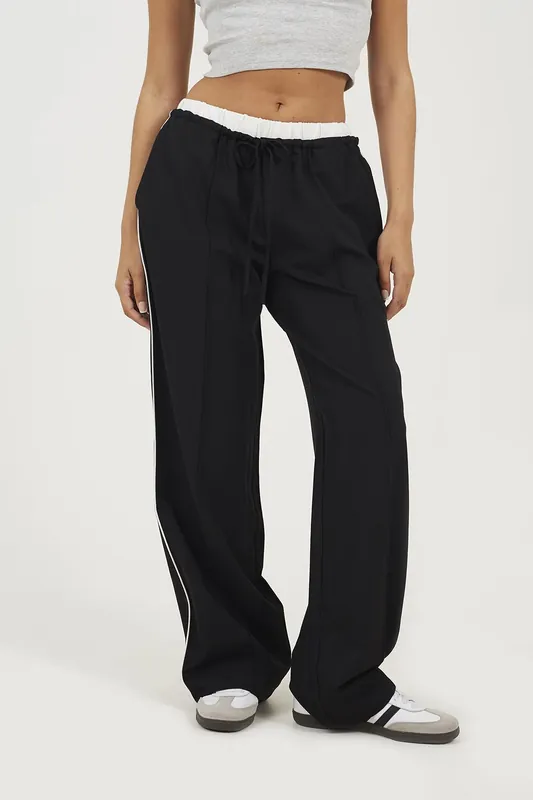 Contrast Waistband Tailored Trousers - Brave Soul