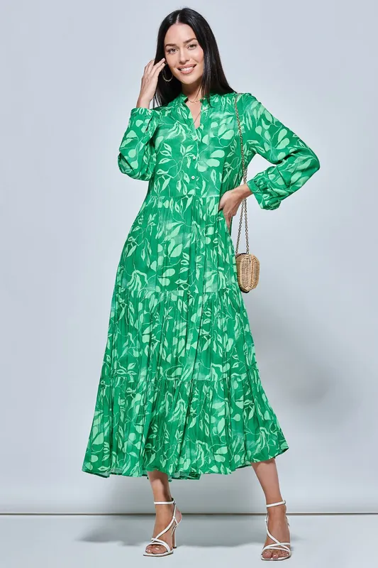 Long Sleeve Holiday Maxi Shirt Dress - Jolie Moi