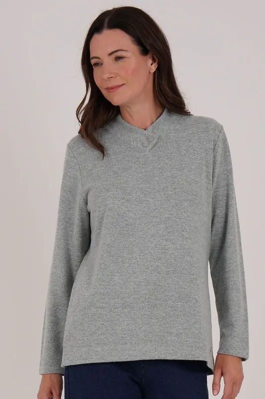 Button Wrap Collar Top - Tigi