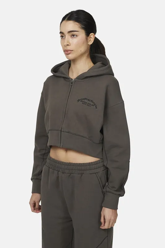 Cropped Zip Through Hoodie - Good For Nothing