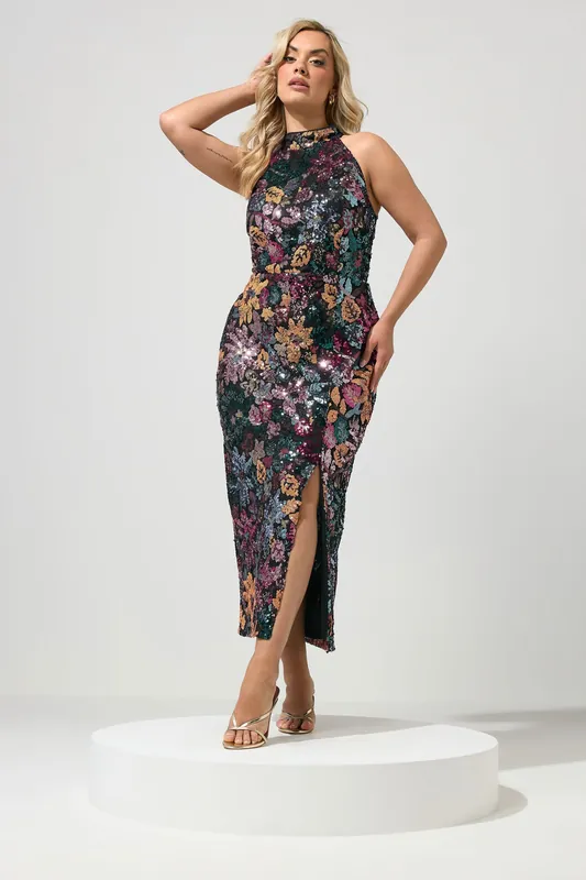 Floral Sequin Maxi Dress - Yours