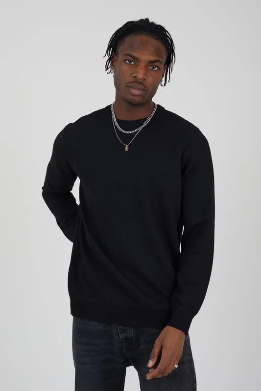 Crew Neck Jaquard Knit Jumper - Brave Soul