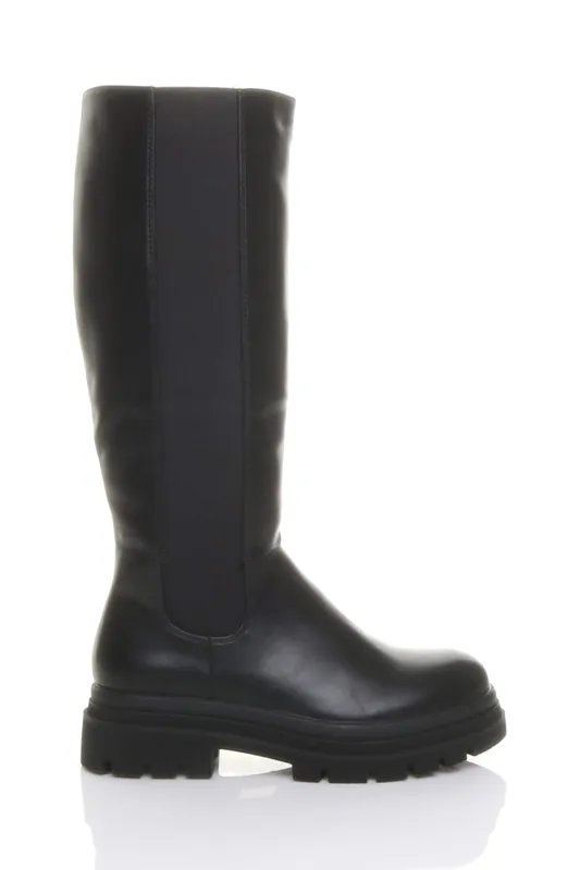 Chunky Stretch Chelsea Knee High Boots - AJVANI