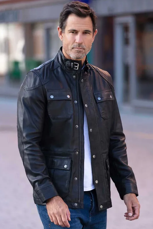 AMJ-5' Real Leather Safari Jacket