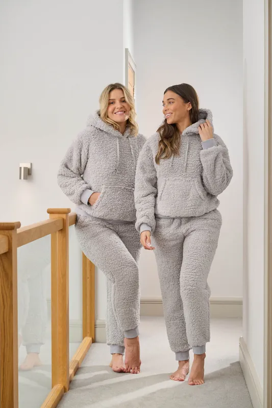 Chunky Sherpa Hoodie and Jogger Lounge Set - Loungeable