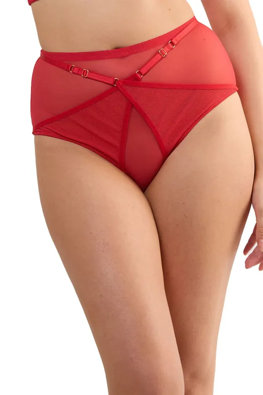 Eddie Ruby Red Crossover 'High Waist Brief' - Playful Promises