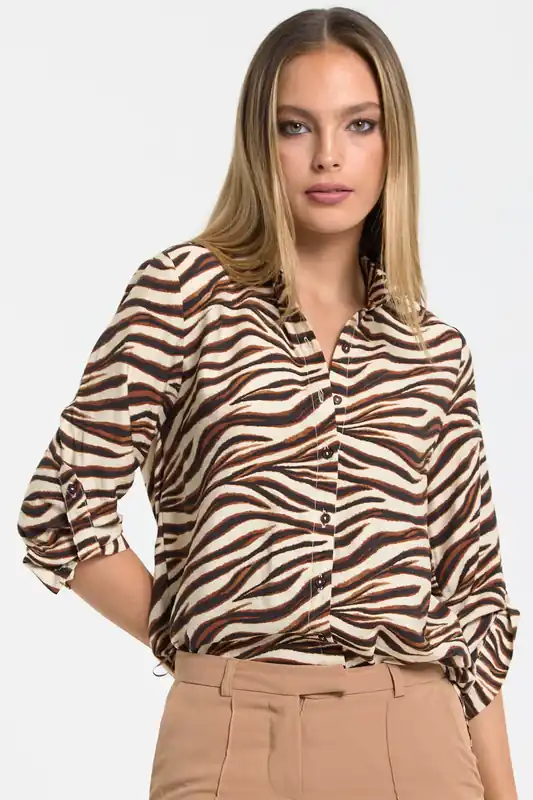 Zebra Print Button up Shirt - Liquorish