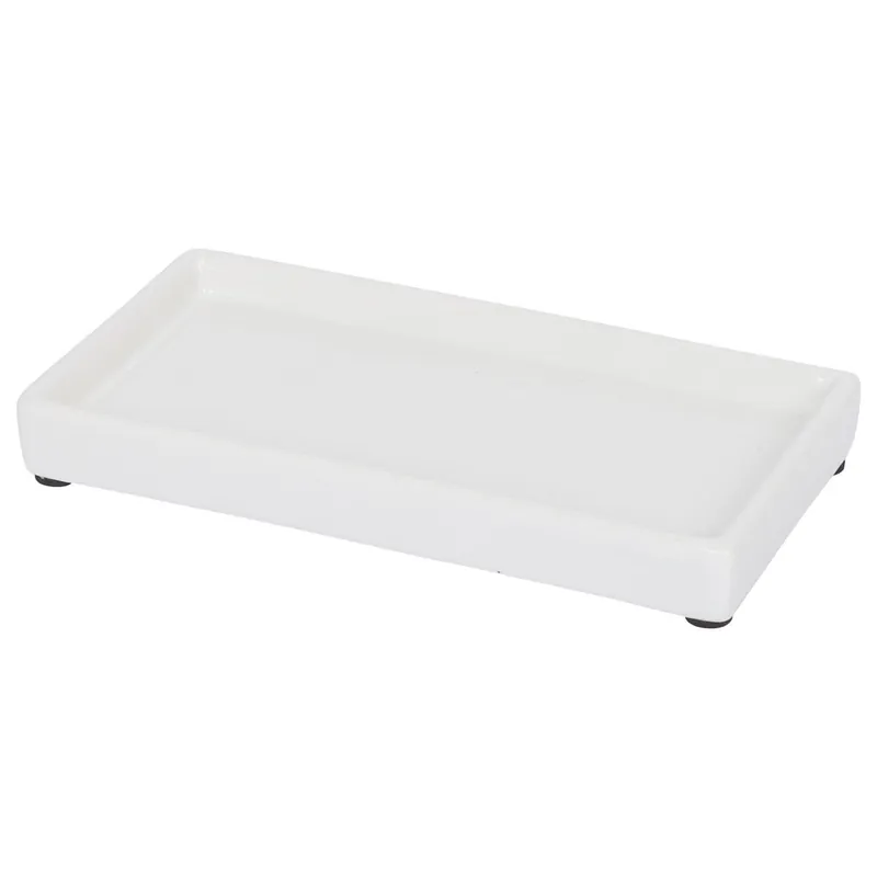 Ceramic Soap Dispenser Tray - White