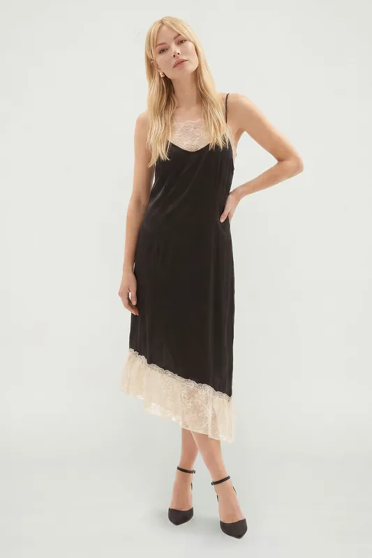 Abby Lace Insert Midi Dress - Lily and Lionel