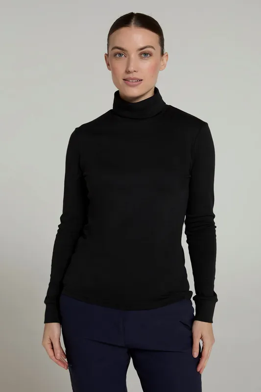 Meribel' Roll Neck Thermal Layering Winter Cotton Top - Mountain Warehouse