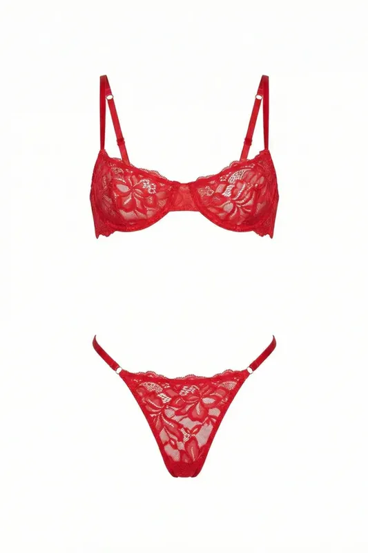 Sloane Lace Underwire Bra & High-Leg Thong Set
