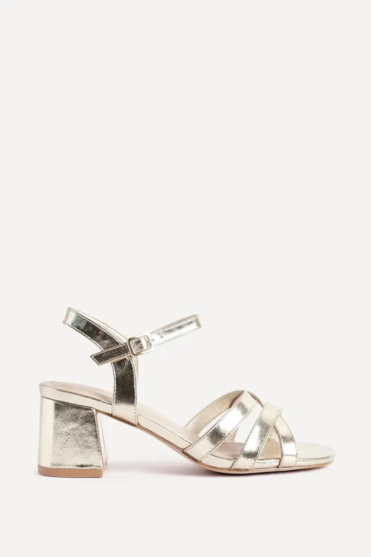 Flair Gold Faux Leather Heeled Sandals - Linzi