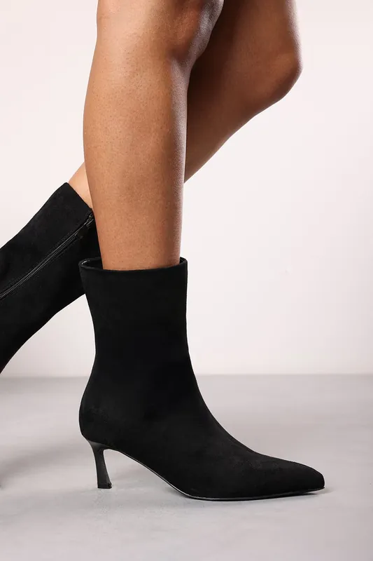 Aubrey' Suede Pointed Toe Ankle Low Heel Boot - Where's That From